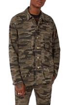 Men's Topman Aaa Collection Distressed Camo Field Jacket, Size - Green