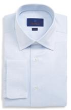Men's David Donahue Trim Fit Dot Dress Shirt .5 - 34/35 - Blue