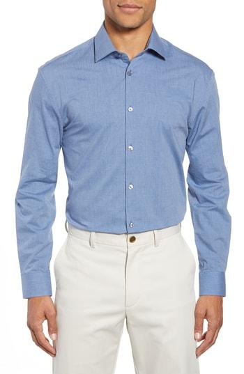 Men's John Varvatos Star Usa Slim Fit Solid Dress Shirt .5r - Blue