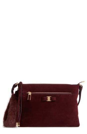 Salvatore Ferragamo Suede & Genuine Mink Fur Clutch -