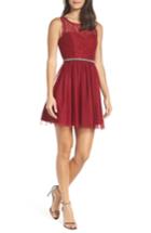 Women's Sequin Hearts Glitter Lace Cutout Back Party Dress - Red