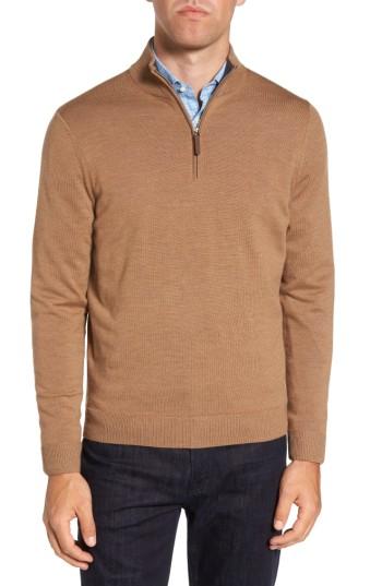 Men's Nordstrom Men's Shop Quarter Zip Wool Pullover - Brown