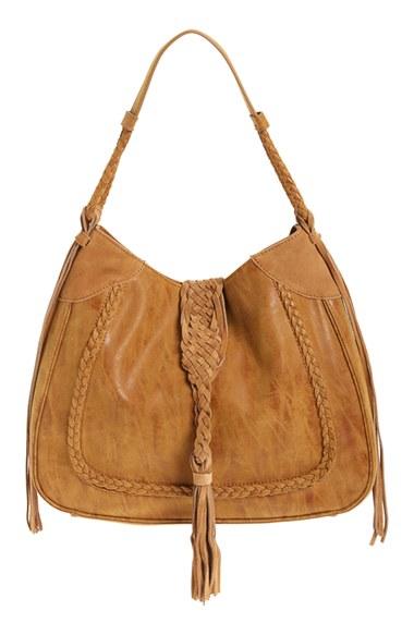Sole Society 'vail' Braided Trim Faux Suede Shoulder Bag - Brown