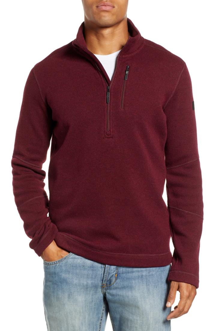 Men's Smartwool Hudson Trail Regular Fit Fleece Half-zip Sweater - Burgundy
