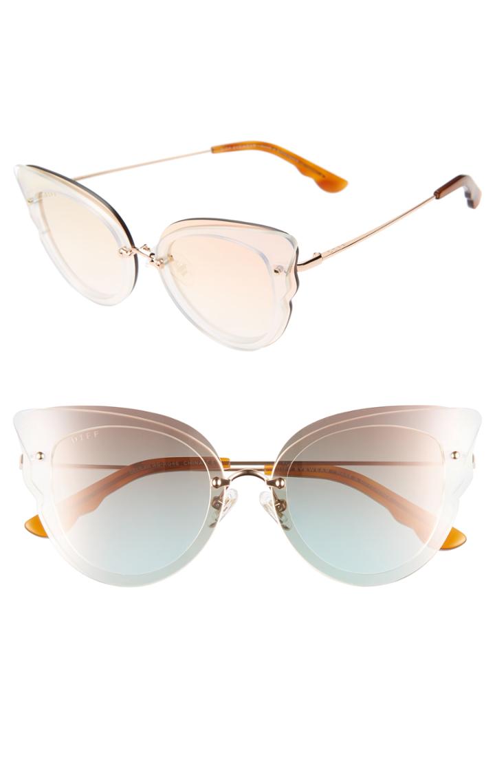 Women's Diff Delilah 49mm Cat Eye Sunglasses - Rose Gold/ Rose