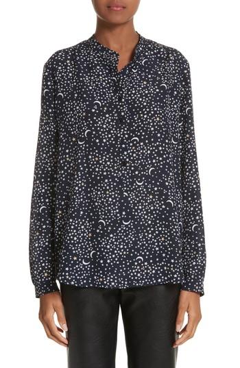Women's Stella Mccartney Moon Print Silk Blouse Us / 34 It - Black