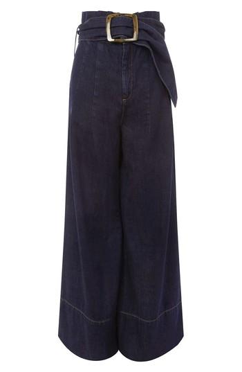 Women's Topshop Boutique Belted Paperbag Flared Jeans Us (fits Like 2-4) X - Blue