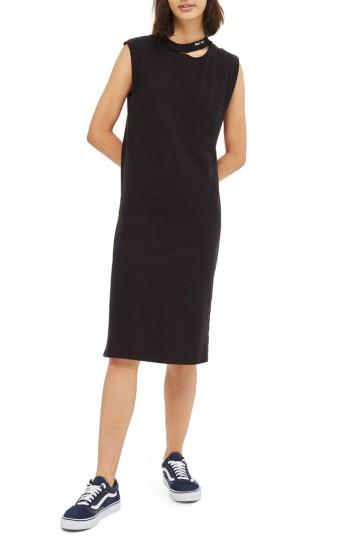 Women's Topshop Ladder Back Washed Jersey Dress Us (fits Like 0-2) - Black