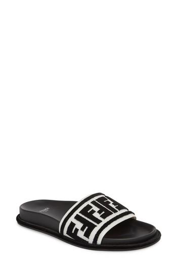 Women's Fendi Fun Fendi Logo Slide Sandal .5us / 35eu - Black