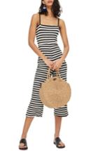 Women's Topshop Shirred Top Stripe Jumpsuit - Black