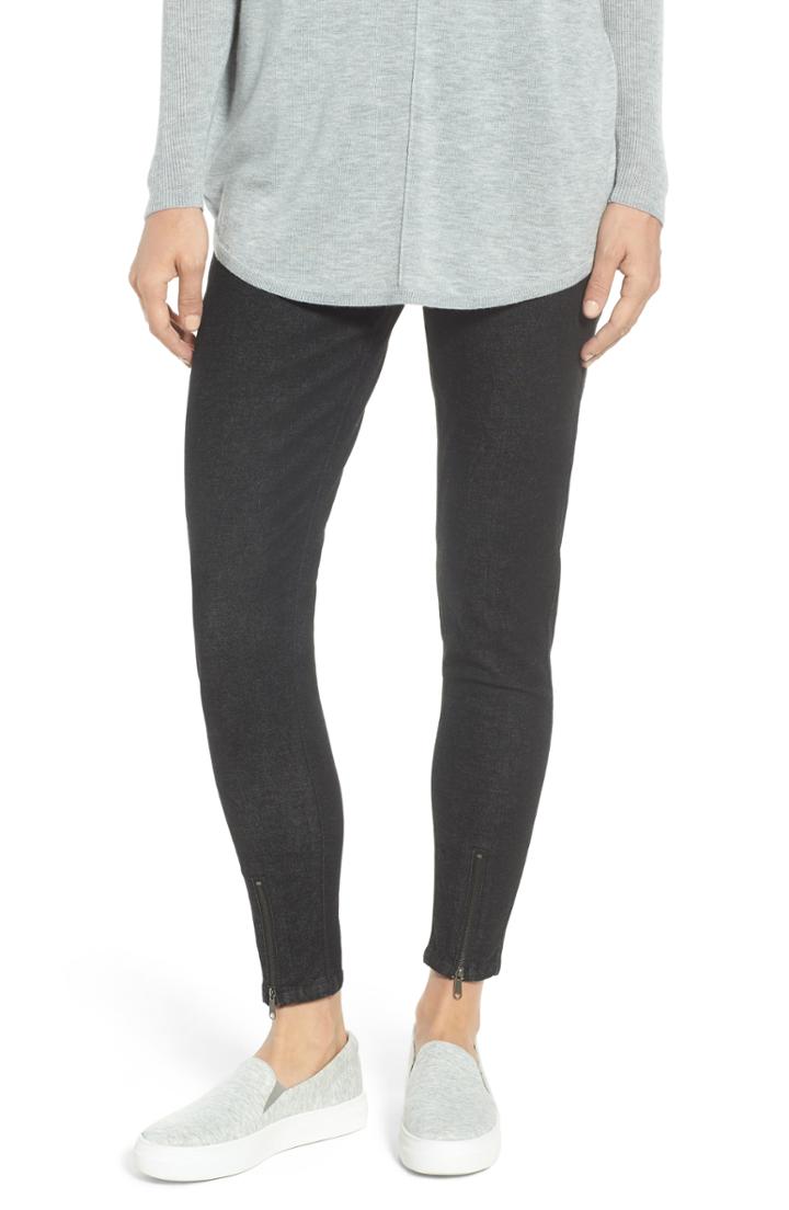 Women's Nordstrom Ankle Zip Denim Leggings, Size - Black