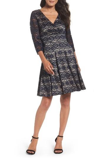 Women's Eliza J Lace Bell Sleeve Dress - Blue