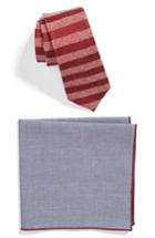 Men's The Tie Bar Meter Stripe Tie & Pocket Square Box Set, Size - Burgundy