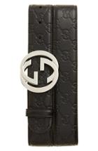 Men's Gucci Logo Embossed Leather Belt