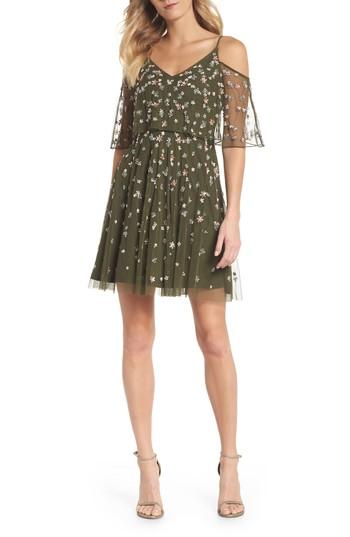 Women's Adrianna Papell Beaded Overlay Minidress - Green