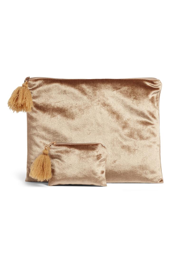 Levtex Set Of 2 Velvet Storage Bags - Brown