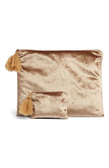 Levtex Set Of 2 Velvet Storage Bags - Brown