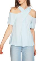Women's 1.state Cross Neck Cold Shoulder Top, Size - Blue
