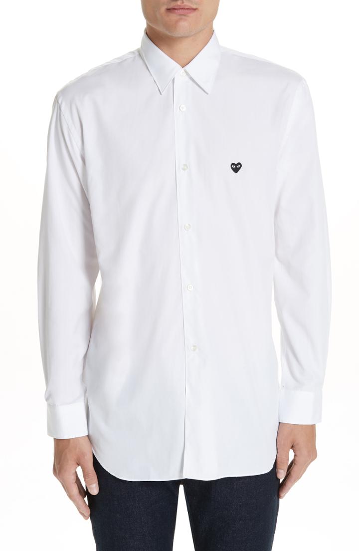Men's Comme Des Garcons Play Applique Oxford Shirt - White