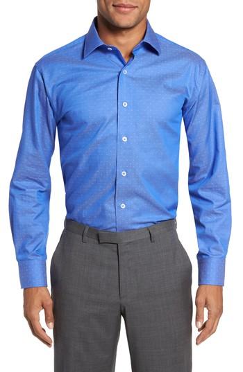 Men's Lorenzo Uomo Trim Fit Dot Dress Shirt .5 - 34 - Blue