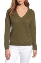 Women's Eileen Fisher V-neck Organic Linen & Cotton Sweater - Green