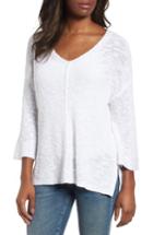 Women's Caslon Hidden Snap V-neck Sweater - White