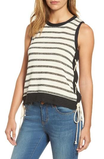 Women's Caslon Side Tie Stripe Tank - Black
