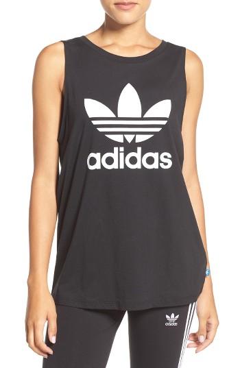 Women's Adidas Originals Trefoil Logo Relaxed Fit Tank - Black
