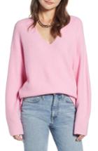 Women's Something Navy Low Neckline Slouchy Pullover - Pink