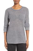Women's Eileen Fisher Stripe Organic Linen Sweater - Black
