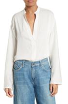 Women's Vince Stretch Silk Split Neck Blouse - White