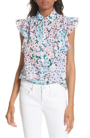 Women's Kate Spade New York Daisy Garden Ruffle Sleeve Top - Blue