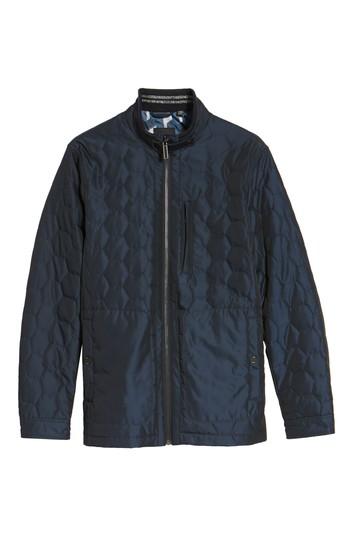 Men's Ted Baker London Quilted Funnel Neck Jacket (l) - Blue