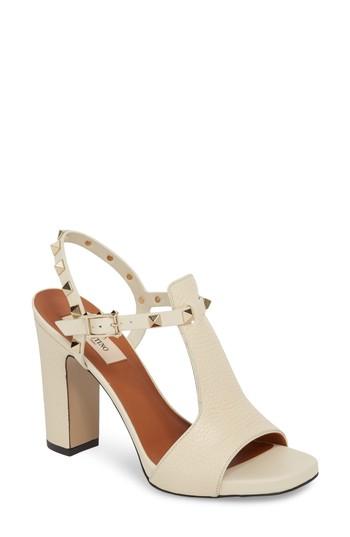 Women's Valentino Garavani Rockstud T-strap Sandal Us / 35eu - Ivory