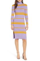 Women's Moon River Stripe Turtleneck Sweater Dress - Purple