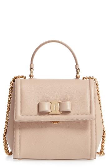 Salvatore Ferragamo Small Leather Bow Satchel - Beige