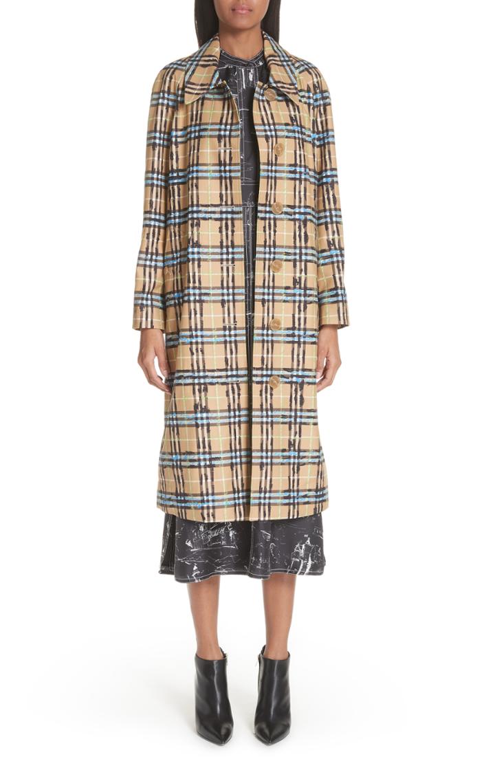 Women's Burberry Calderbrook Scribble Check Car Coat Us / 42 It - Brown