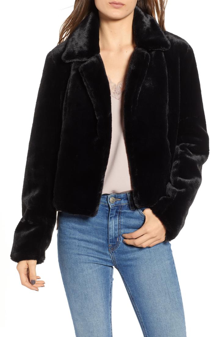Women's Blanknyc Cropped Faux Fur Jacket - Red