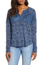 Women's Lucky Brand Washed Western Henley Tee - Blue