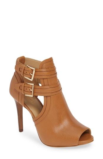 Women's Michael Michael Kors Blaze Peep Toe Buckle Bootie M - Brown