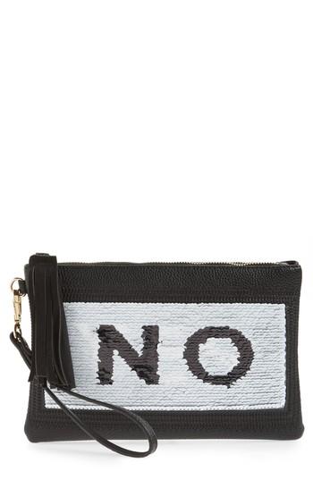 Shiraleah Indecisive Reversible Sequin Faux Leather Clutch - Black