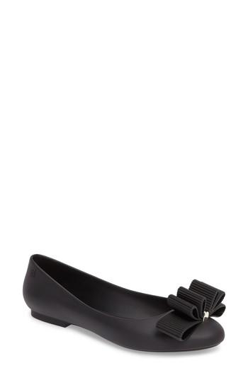 Women's Melissa + Jason Wu Doll Bow Flat M - Black