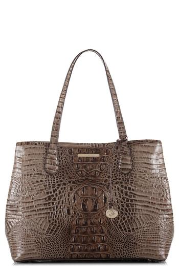 Brahmin Julian Croc Embossed Leather Tote - Burgundy