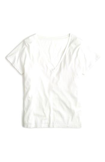 Women's J.crew Supima Cotton V-neck Tee - White