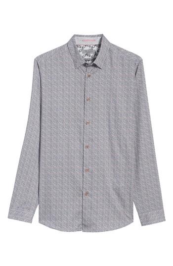 Men's Ted Baker London Lorrie Geo Print Sport Shirt (s) - Pink