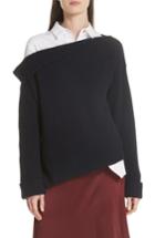 Women's Vince Asymmetric Ribbed Cashmere Pullover - Blue