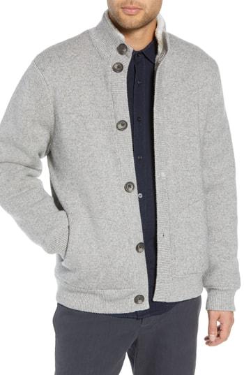 Men's Vince Regular Fit Wool Sweater With Faux Fur Lining - Grey