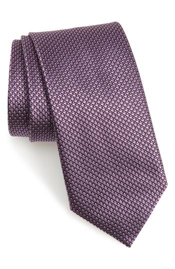 Men's Canali Solid Silk Tie, Size X-long - Purple
