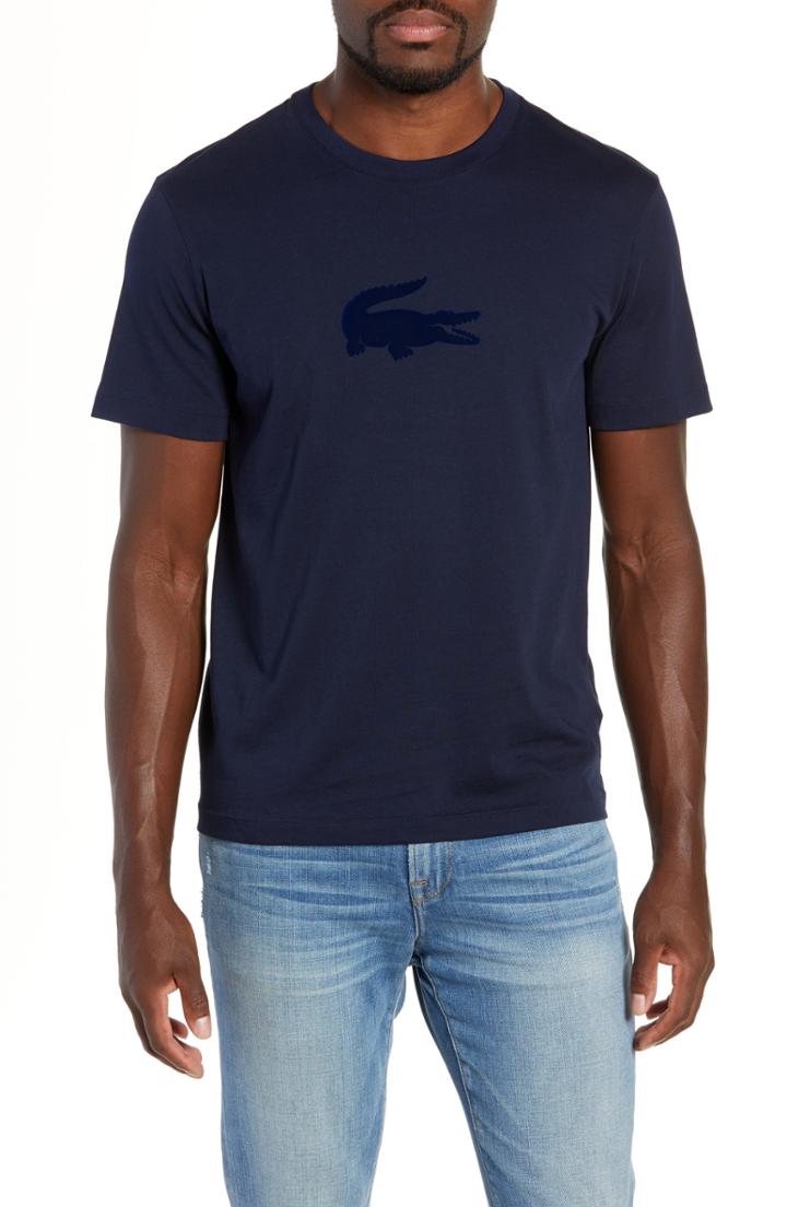 Men's Lacoste Regular Fit Flocked Croc T-shirt (s) - Blue