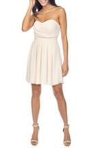 Women's Tfnc Elida Pleat Skirt Strapless Fit & Flare Dress - Beige